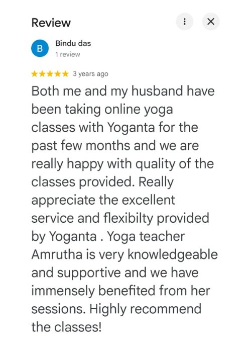Yoganta Google Review