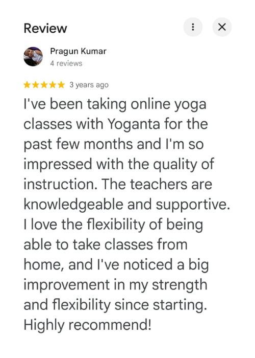 Yoganta Google Review